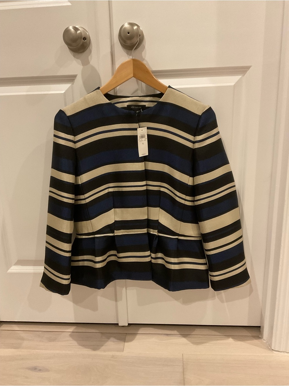 Ann Taylor Striped Navy, Black & Cream Blazer